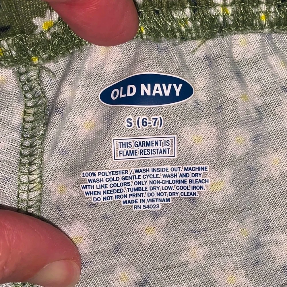 NWOT Little Girls Small (6/7) - Joggers - Green & White Daisy Fabric
